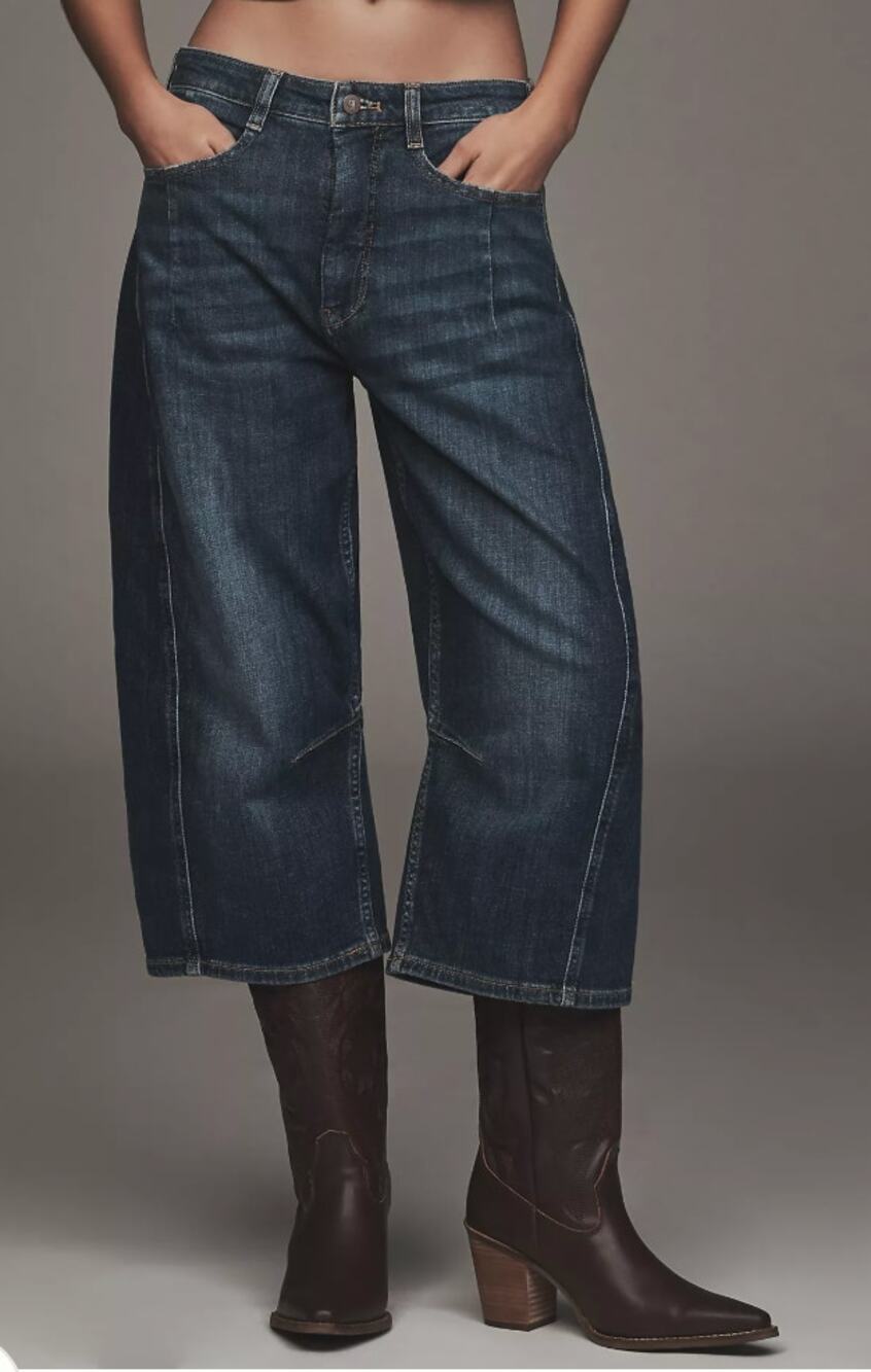 Pilcro Anthropologie High-Rise Heritage Crop Barrel Jeans | Sz 29 Denim